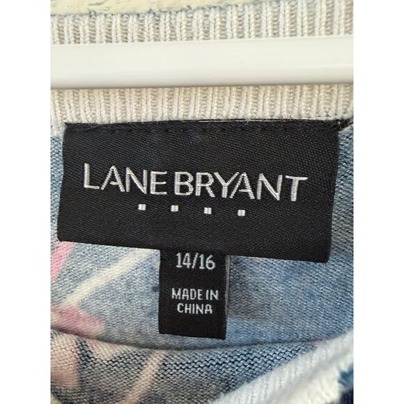 Lane Bryant Floral Sweater Top Blue Burgundy Size XL (14/16) - Picture 5 of 7